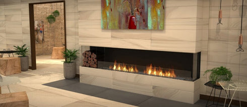 Ecosmart Fire Flex 158BY.BX2 Bay Fireplace Insert - Black Finish / Stainless Steel Burner - ESF.FX.158BY.BX2